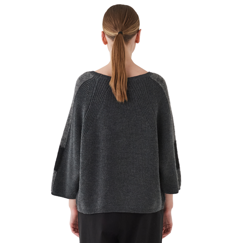 Mixed wool cropped jumper in black
