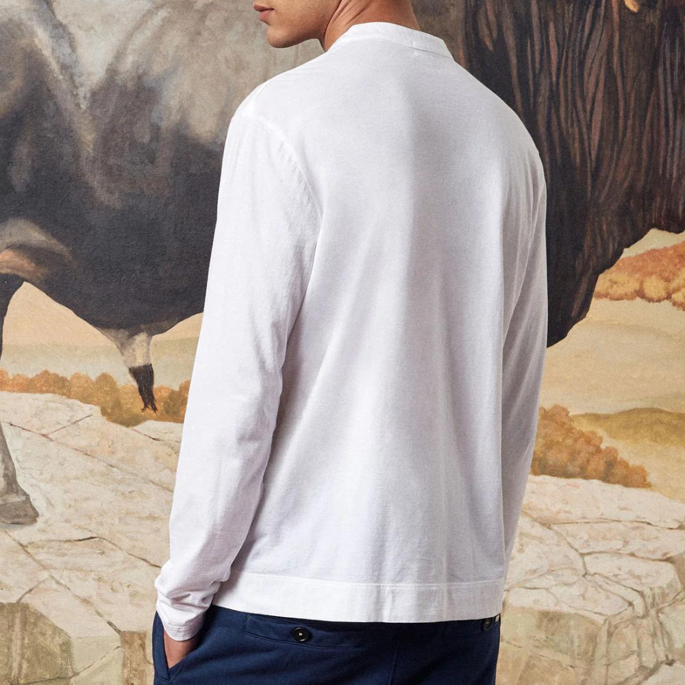 Hawai  Cotton Henley Shirt in bianco