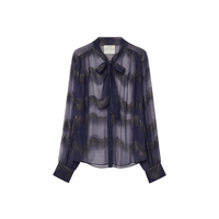 Forte Forte Nuages d'Argent Silk Chiffon Bow-Tie Shirt Notte – International designer fashion boutique Australia Riada Concept Woollahra