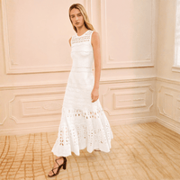 Ulla Johnson Lakshmi Eyelet Knit Maxi Dress in Cowrie – International designer fashion boutique Australia Riada Concept Woollahra