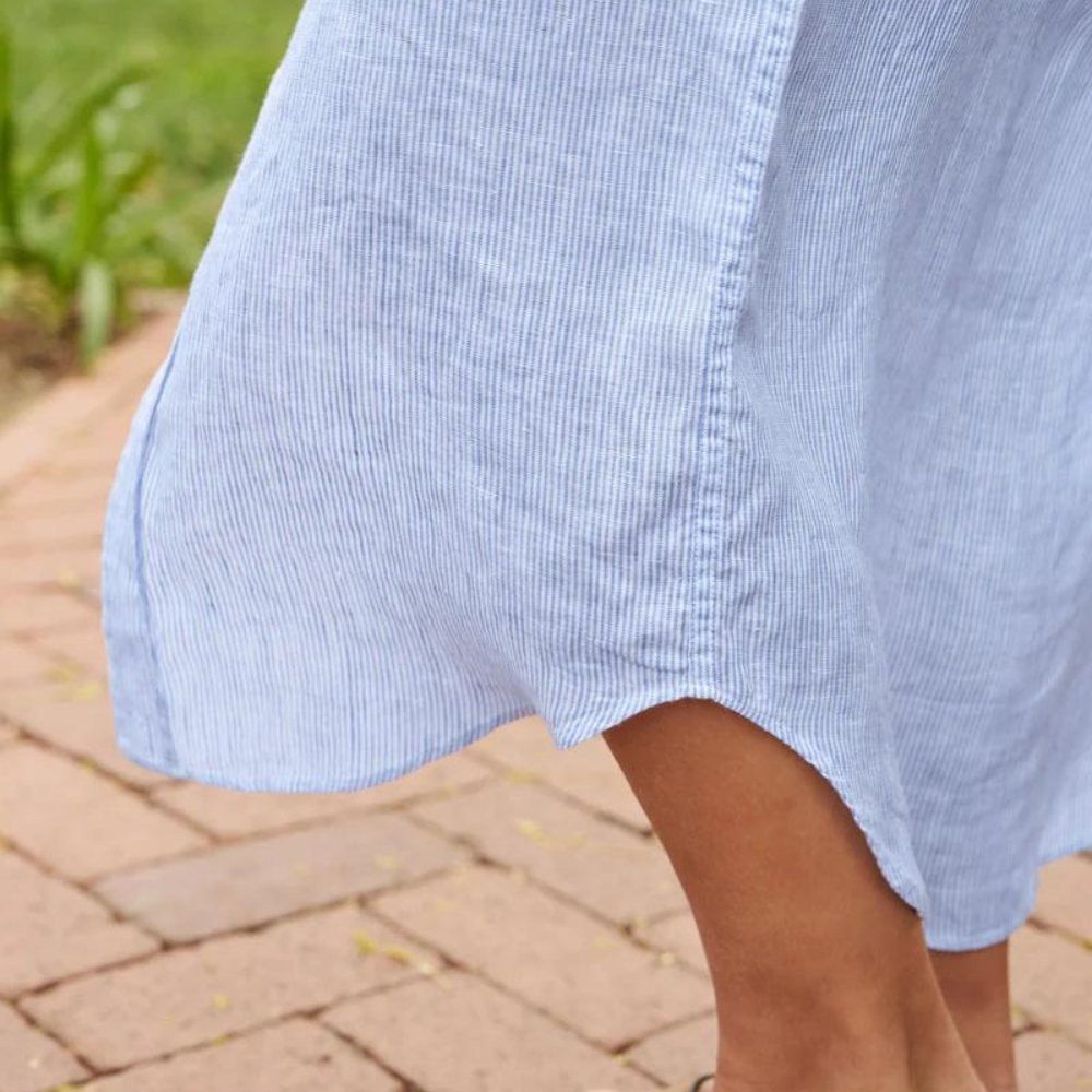 Rory Maxi Shirtdress in blue and white stripe