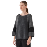 Mixed wool cropped jumper in black