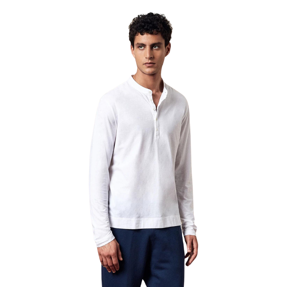 Hawai  Cotton Henley Shirt in bianco