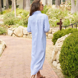 Rory Maxi Shirtdress in blue and white stripe