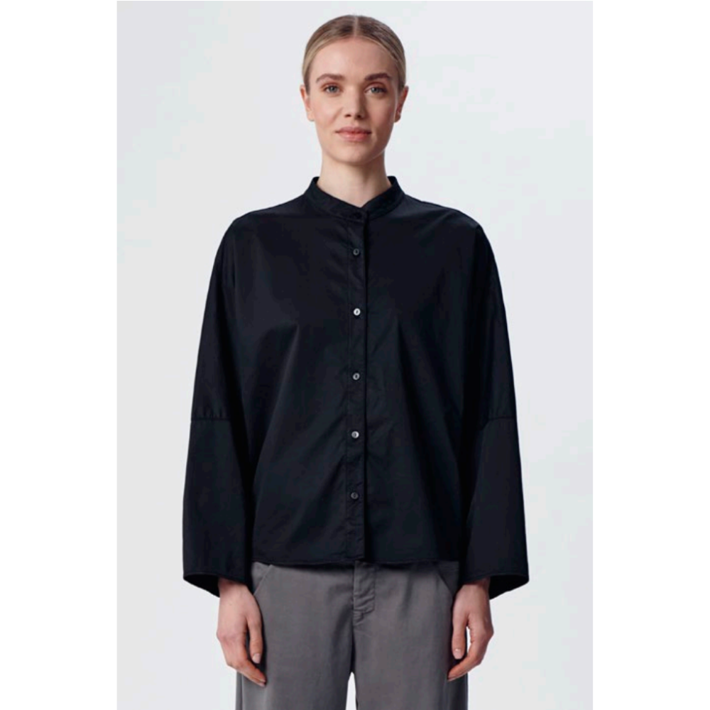 Cotton Boxy Shirt in Black