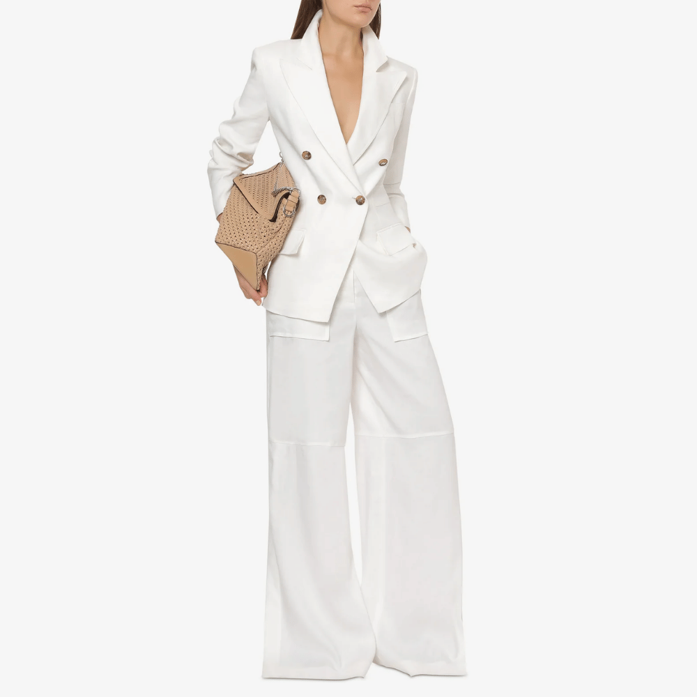 Alberta Ferretti Single-Breasted Tailored Jacket in White Alberta Ferretti Australia Stockist Australia Online Riada Concept Luxury Fashion Boutique