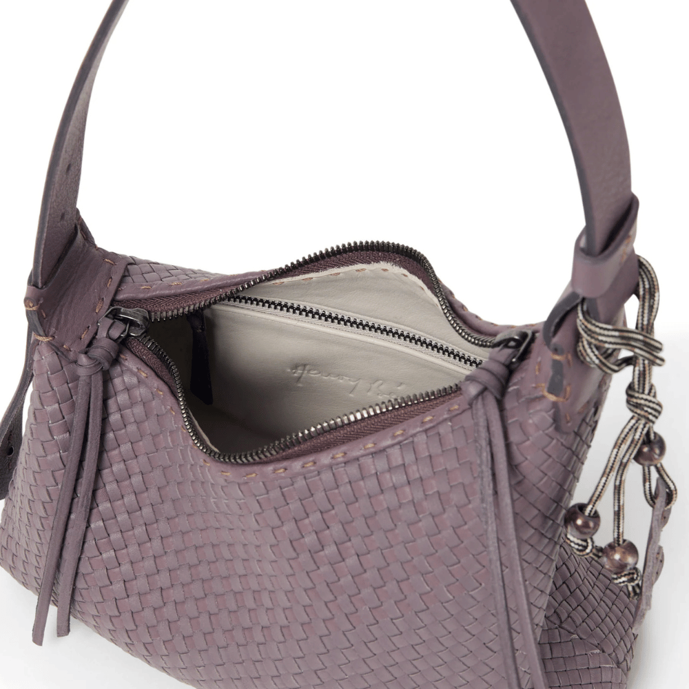 Henry Beguelin Simphony Small Intreccio Leather Shoulder Bag in Lilla