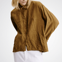 TRANSIT PAR SUCH Long Sleeve Linen Shirt Jacket in Mustard E140 Transit Par Such at Riada Concept Designer fashion shop online and in store High End fashion boutique Sydney Australia Riada Concept