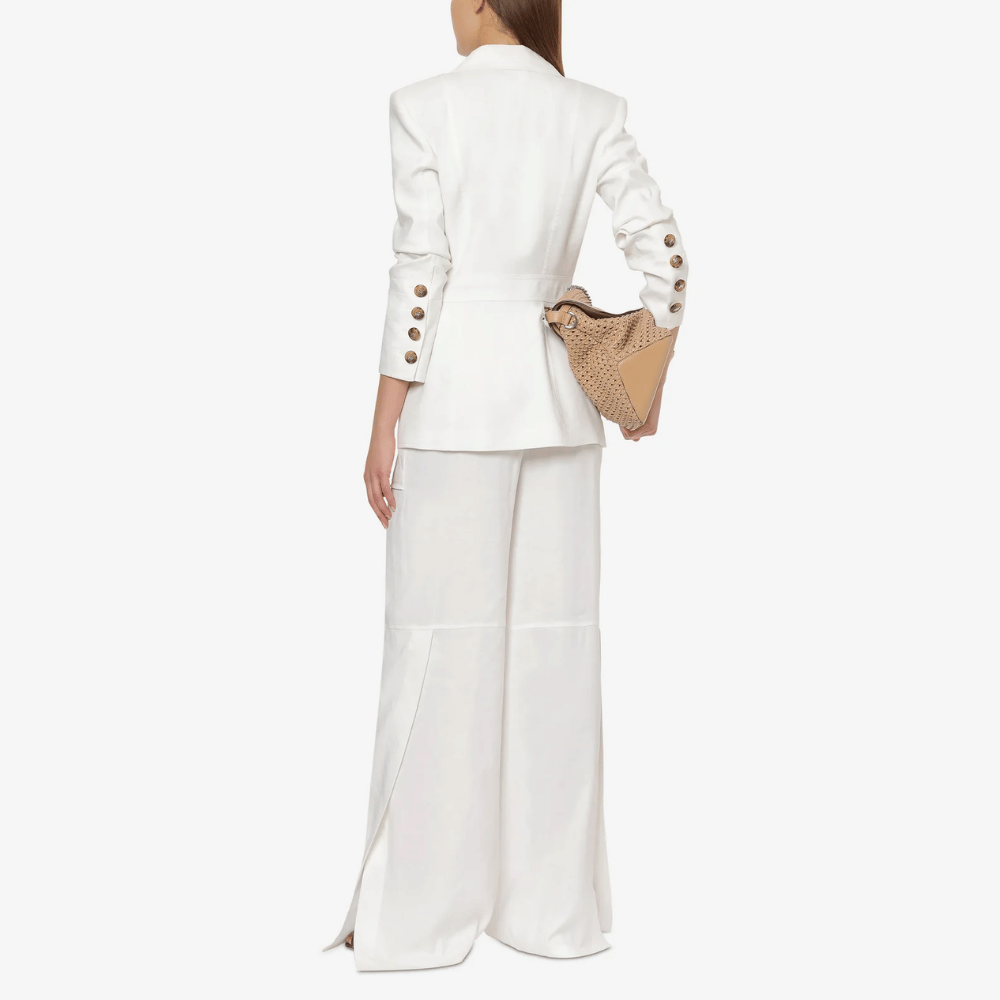 Alberta Ferretti Double-Breasted Tailored Jacket in White Alberta Ferretti Australia Stockist Australia Online Riada Concept Luxury Fashion Boutique
