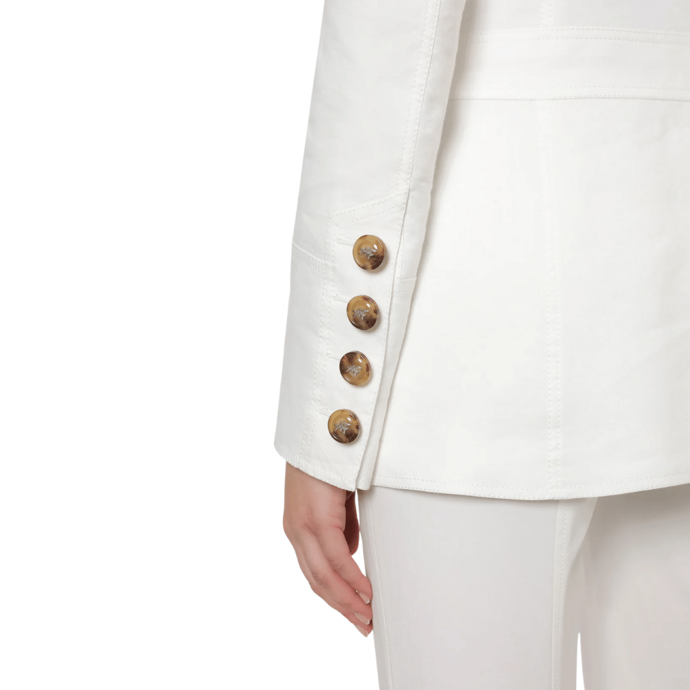 Alberta Ferretti Double-Breasted Tailored Jacket in White Alberta Ferretti Australia Stockist Australia Online Riada Concept Luxury Fashion Boutique