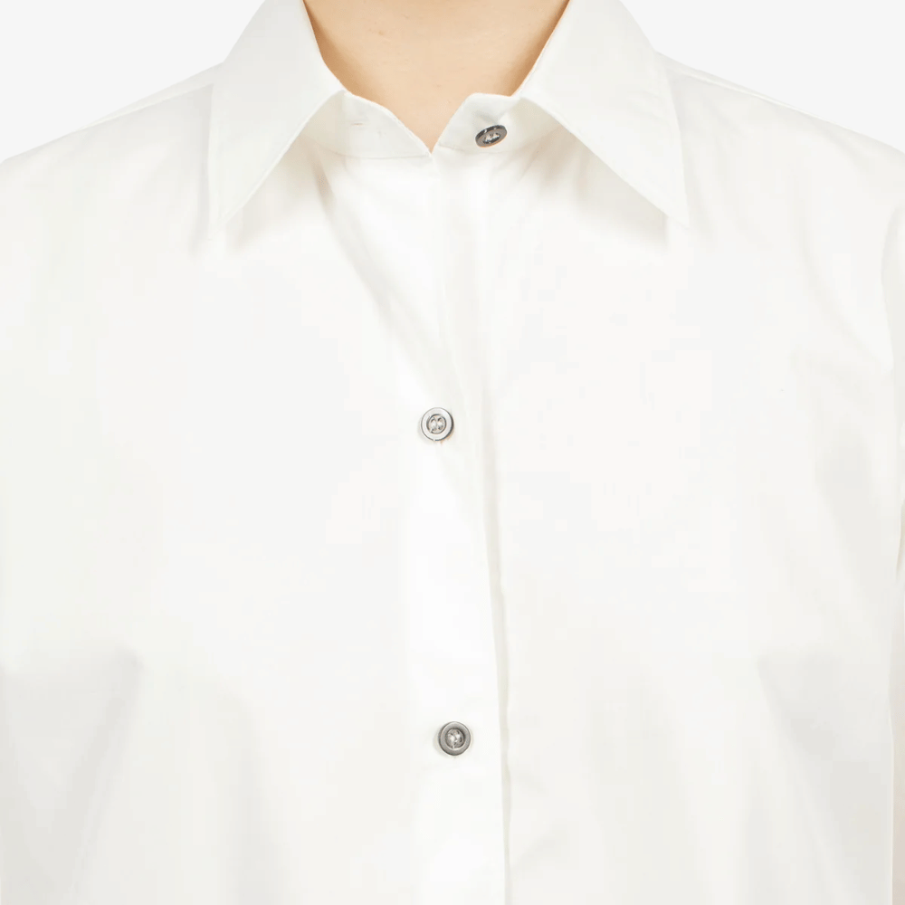 Sofie D’Hoore Pocket-Front Short Sleeve Cotton Shirt in Off White