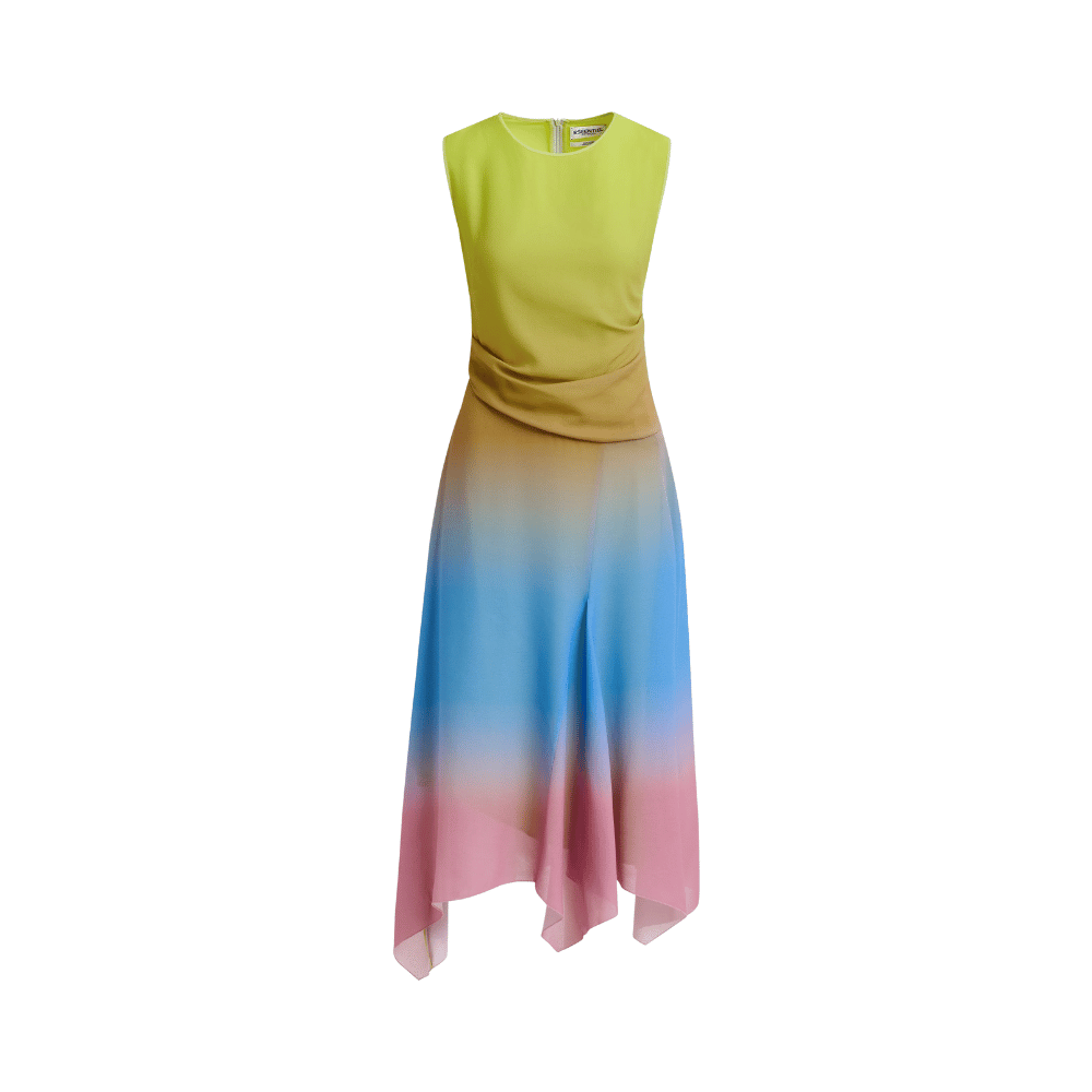Essentiel Antwerp Homerun Sleeveless Tie-Dye Midi Dress in Yellow, Blue and Vintage Pink ESSENTIEL ANTWERP Designer fashion shop online and in store High End fashion boutique Sydney Australia Riada Concept