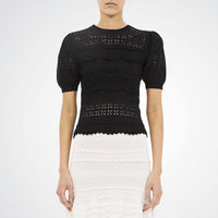 Ulla Johnson Marcelena Eyelet Knit Short Sleeve Top in Noir – International designer fashion boutique Australia Riada Concept Woollahra