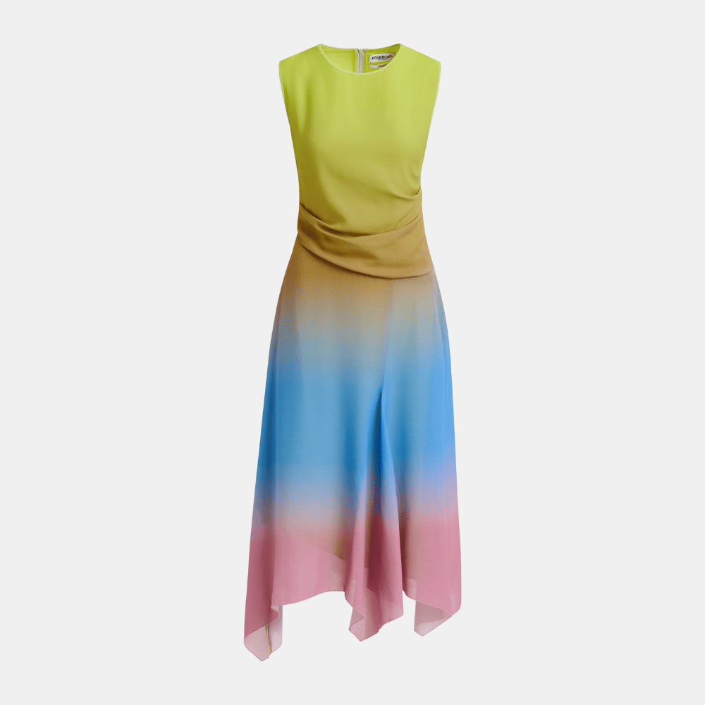 Essentiel Antwerp Homerun Sleeveless Tie-Dye Midi Dress in Yellow, Blue and Vintage Pink ESSENTIEL ANTWERP Designer fashion shop online and in store High End fashion boutique Sydney Australia Riada Concept