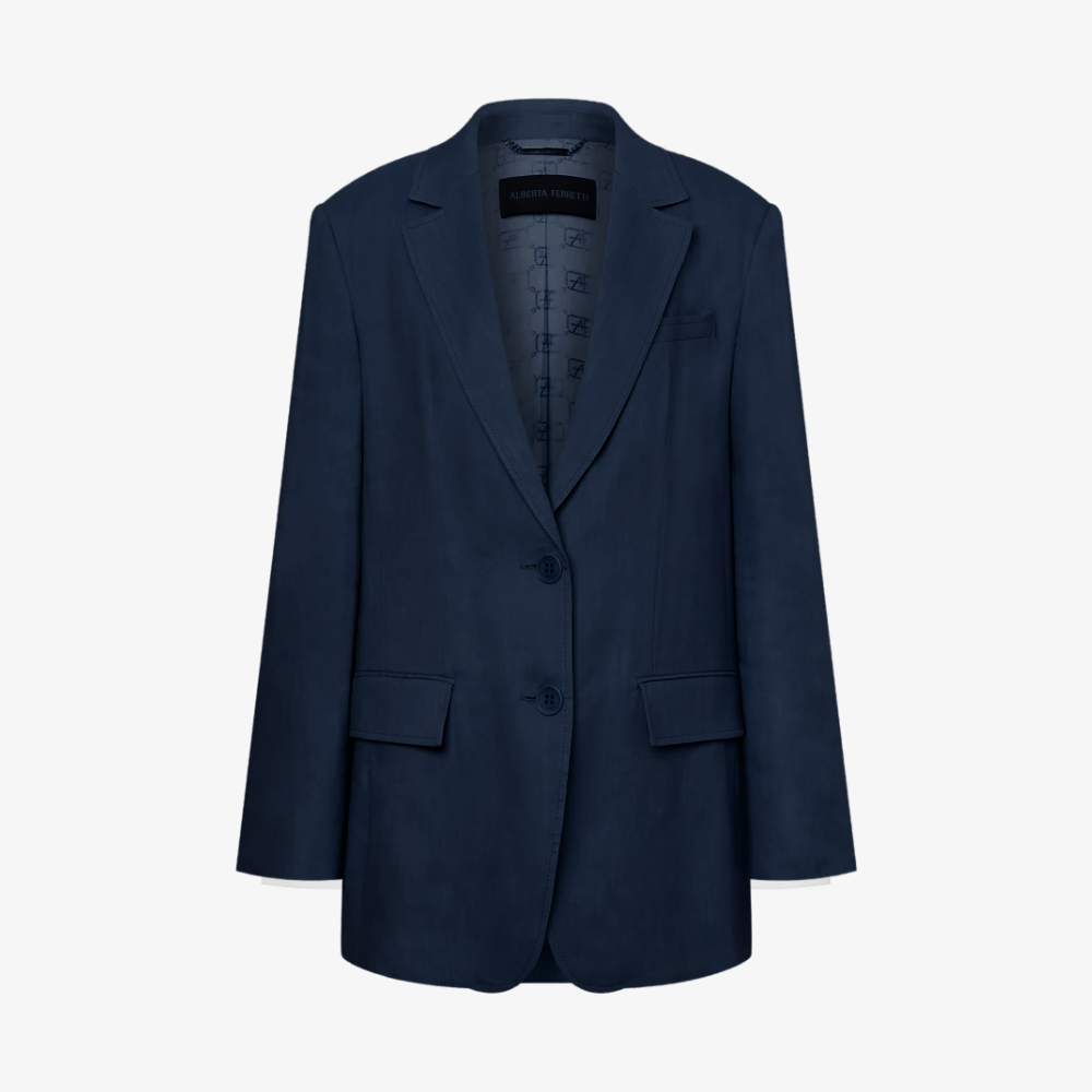 Alberta Ferretti Single-Breasted Tailored Jacket in Navy Alberta Ferretti Australia Stockist Australia Online Riada Concept Luxury Fashion Boutique