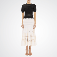 Ulla Johnson Marcelena Eyelet Knit Short Sleeve Top in Noir – International designer fashion boutique Australia Riada Concept Woollahra