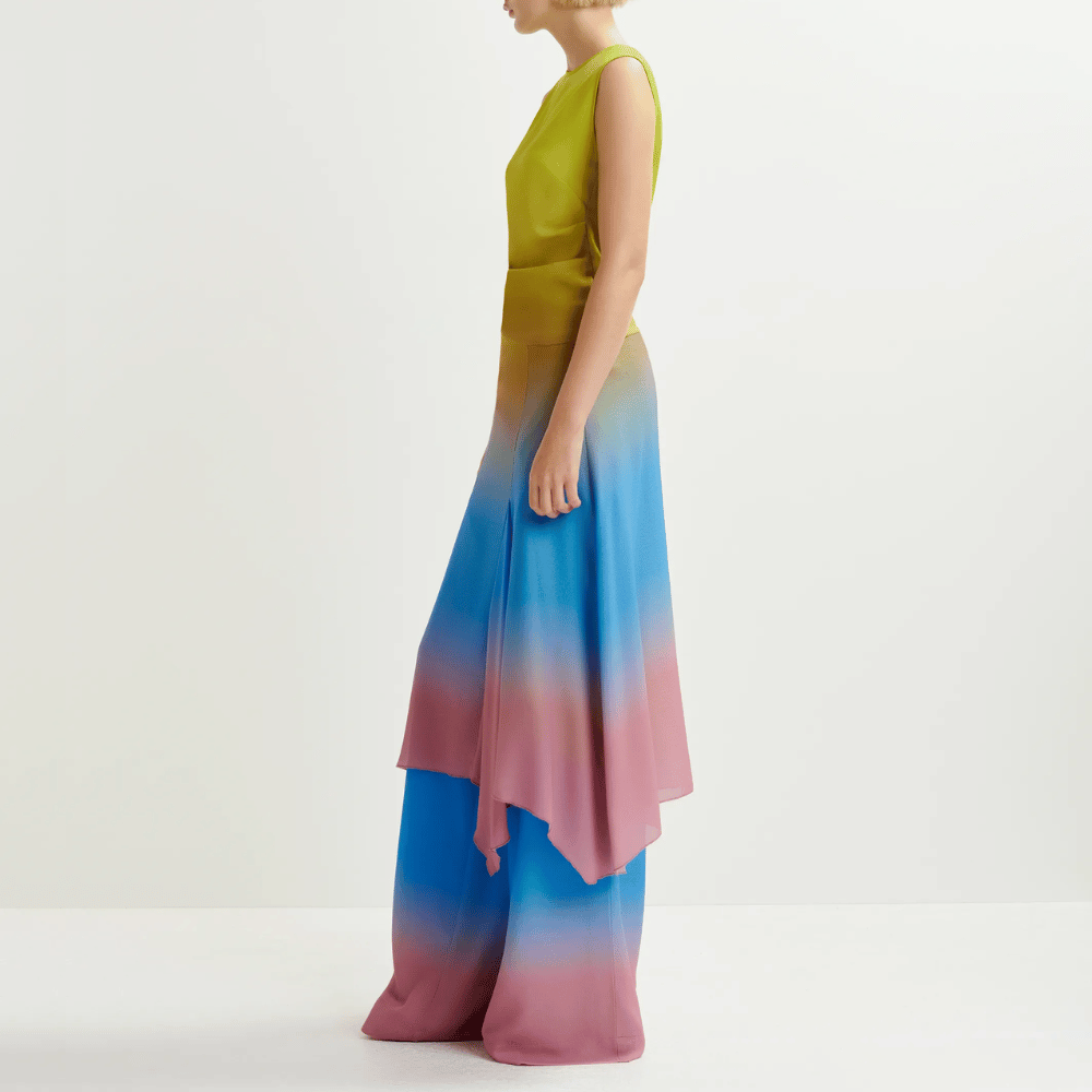 Essentiel Antwerp Homerun Sleeveless Tie-Dye Midi Dress in Yellow, Blue and Vintage Pink ESSENTIEL ANTWERP Designer fashion shop online and in store High End fashion boutique Sydney Australia Riada Concept