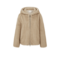 P.A.R.O.S.H. Faux Fur Hooded Jacket in Sand – International designer fashion boutique Australia Riada Concept Woollahra