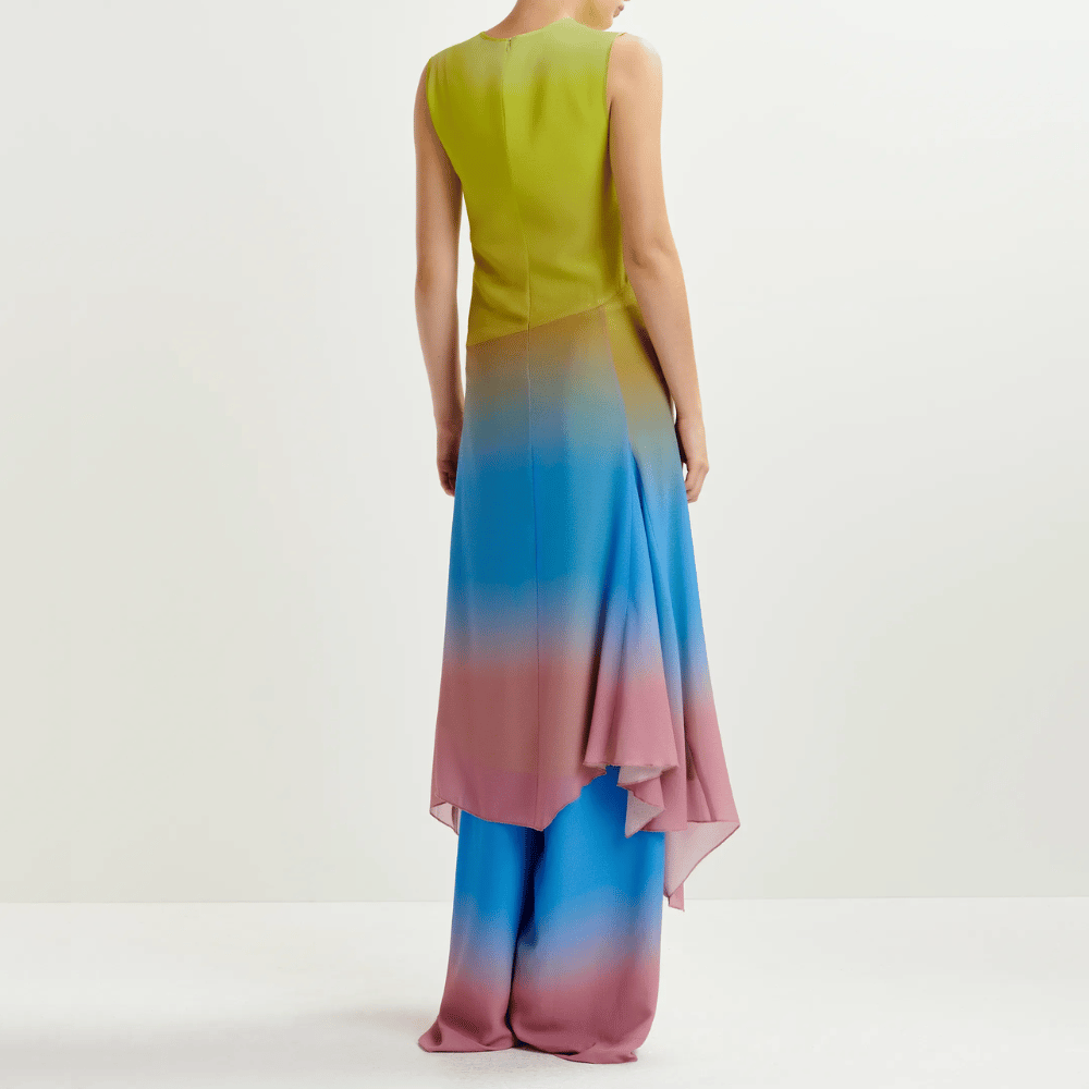 Essentiel Antwerp Homerun Sleeveless Tie-Dye Midi Dress in Yellow, Blue and Vintage Pink ESSENTIEL ANTWERP Designer fashion shop online and in store High End fashion boutique Sydney Australia Riada Concept