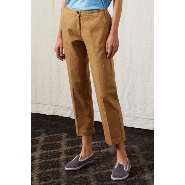 SPARUS Cotton Linen Panama Trousers in Saffron