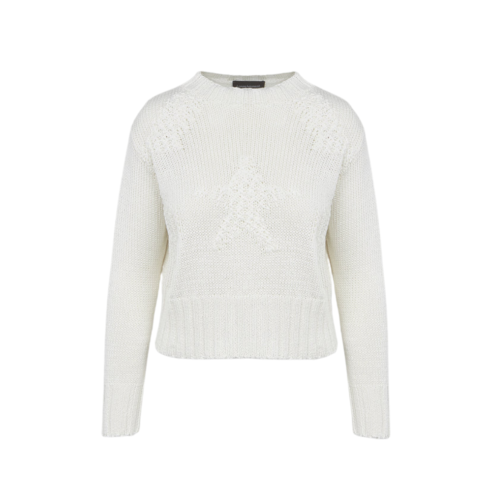 Knit crew-neck in white