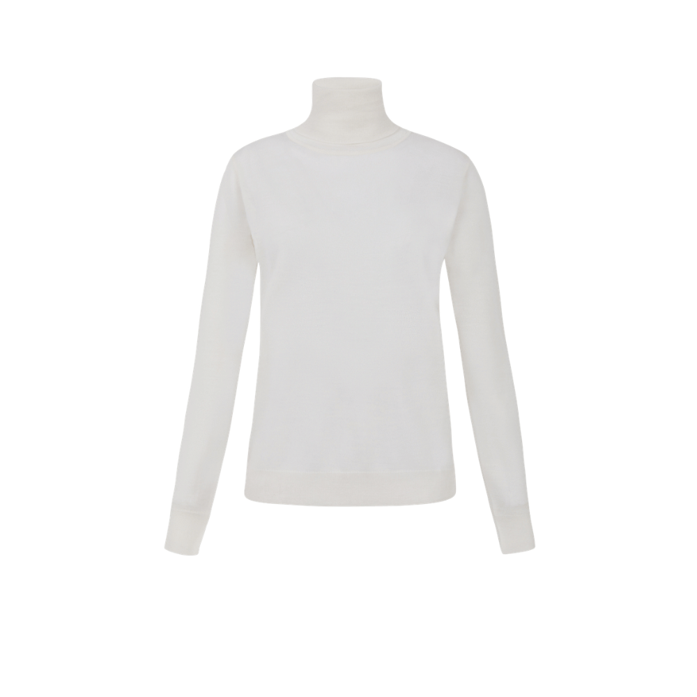 P.A.R.O.S.H. Fine Knit Wool-Silk Roll Neck Sweater in Cream – International designer fashion boutique Australia Riada Concept Woollahra
