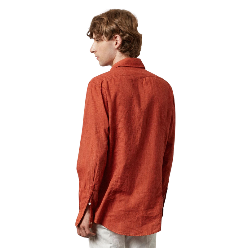 Genova  Cotton Linen Shirt in Cinnamon