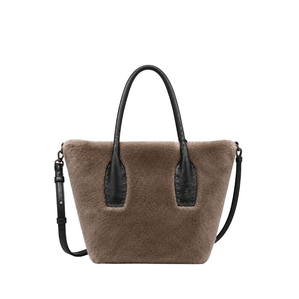 Henry Beguelin Shearling Leather Mini Shopper Bag in Taupe - Shop the latest Henry Beguelin leather goods collection; handcrafted Italian bags and accessories. Shop online and in-store at Riada Concept.