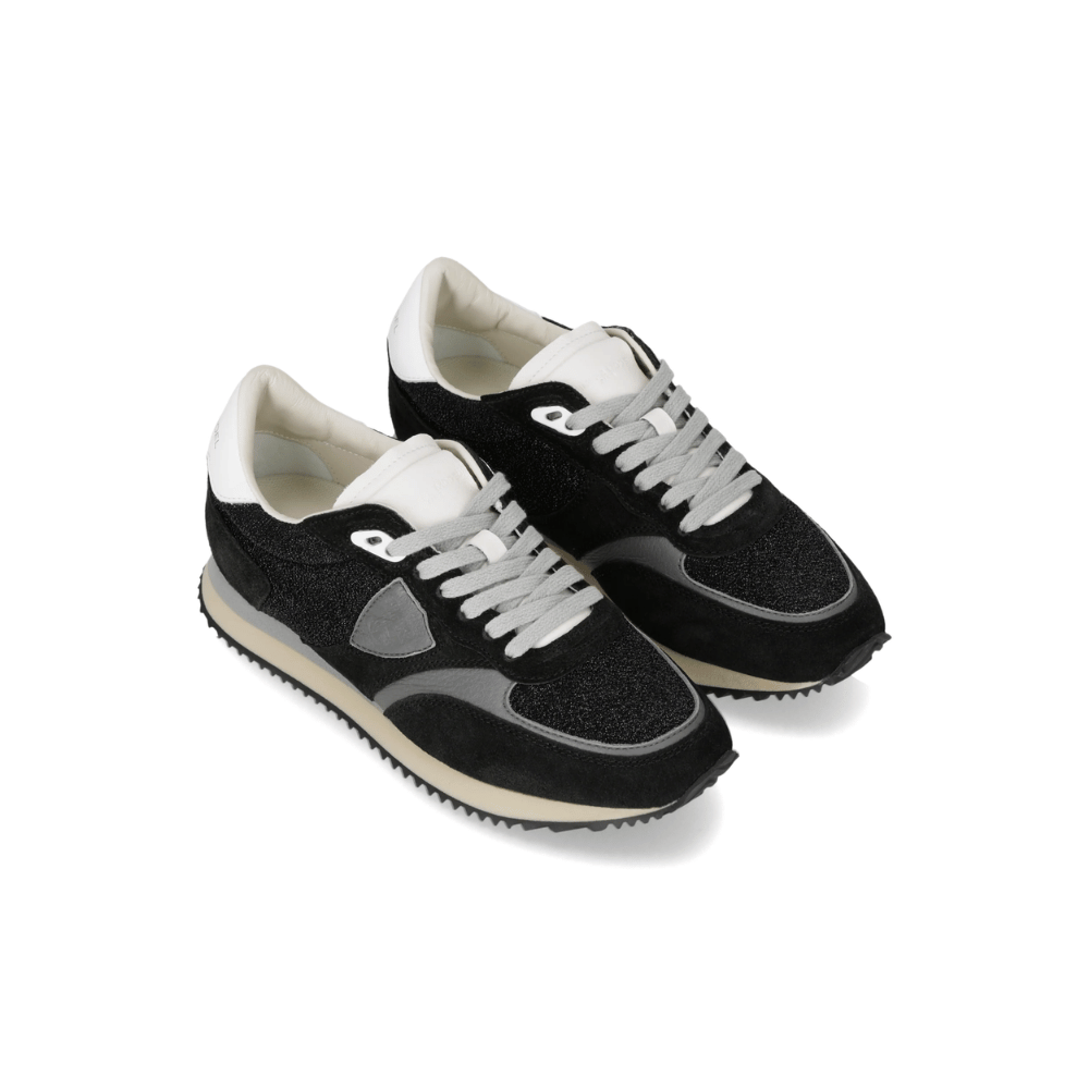 Philippe Model Blville Glitter Low-Top Sneakers in Black – International designer fashion boutique handmade designer leather sneakers Australia Riada Concept Woollahra