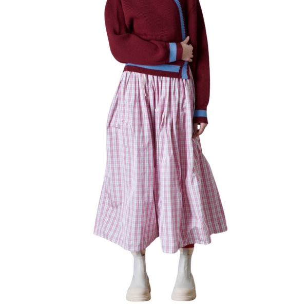 Sling long skirt in woven pink