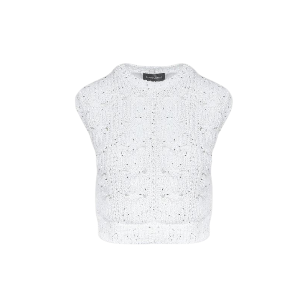 Cable knit gilet in white