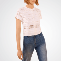 Ulla Johnson Abriana Eyelet Knit Cropped Cardigan in Cowrie – International designer fashion boutique Australia Riada Concept Woollahra