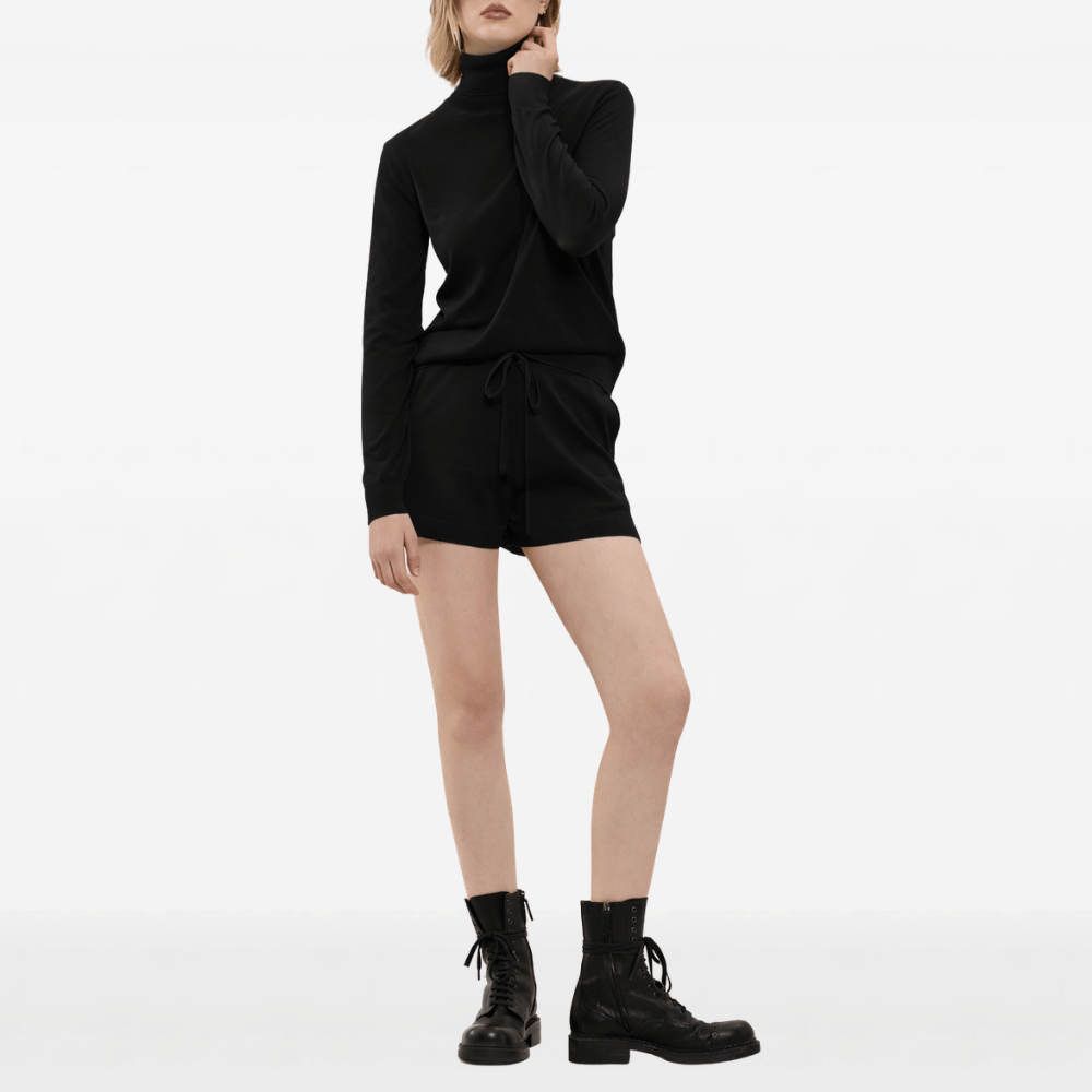 P.A.R.O.S.H. Fine Knit Wool-Silk Roll Neck Sweater in Black – International designer fashion boutique Australia Riada Concept Woollahra