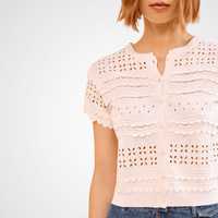 Ulla Johnson Abriana Eyelet Knit Cropped Cardigan in Cowrie – International designer fashion boutique Australia Riada Concept Woollahra