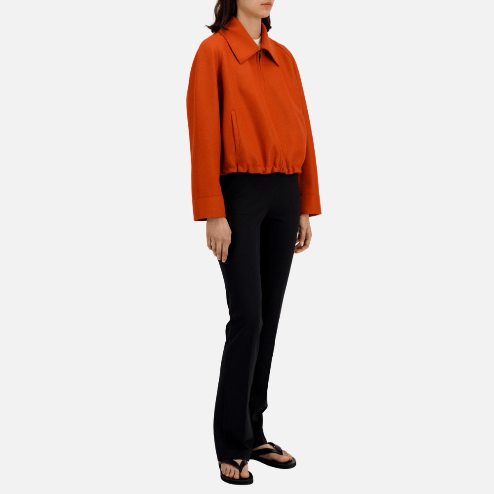 Harris Wharf London Pressed Wool Raglan Drawstring Jacket in Rust – International designer fashion boutique Australia Riada Concept Woollahra