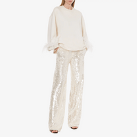Philosophy di Lorenzo Serafini Detachable Feather Sleeve Sweatshirt in Ivory – luxury Italian recycled cotton sweatshirt with removable feather sleeves, available at Riada Concept Australia