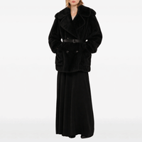 P.A.R.O.S.H. Faux Fur Belted Coat in Black – International designer fashion boutique Australia Riada Concept Woollahra