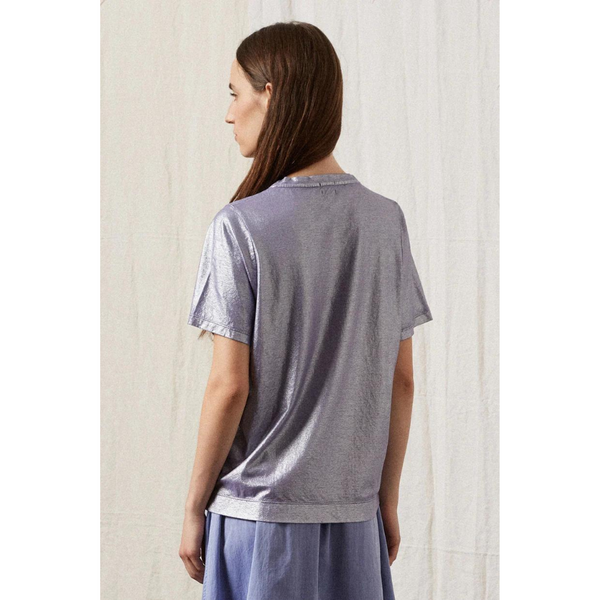 HYDRA  Laminated Cotton Jersey T-Shirt in Iris