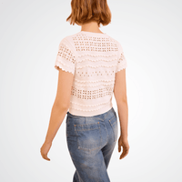 Ulla Johnson Abriana Eyelet Knit Cropped Cardigan in Cowrie – International designer fashion boutique Australia Riada Concept Woollahra