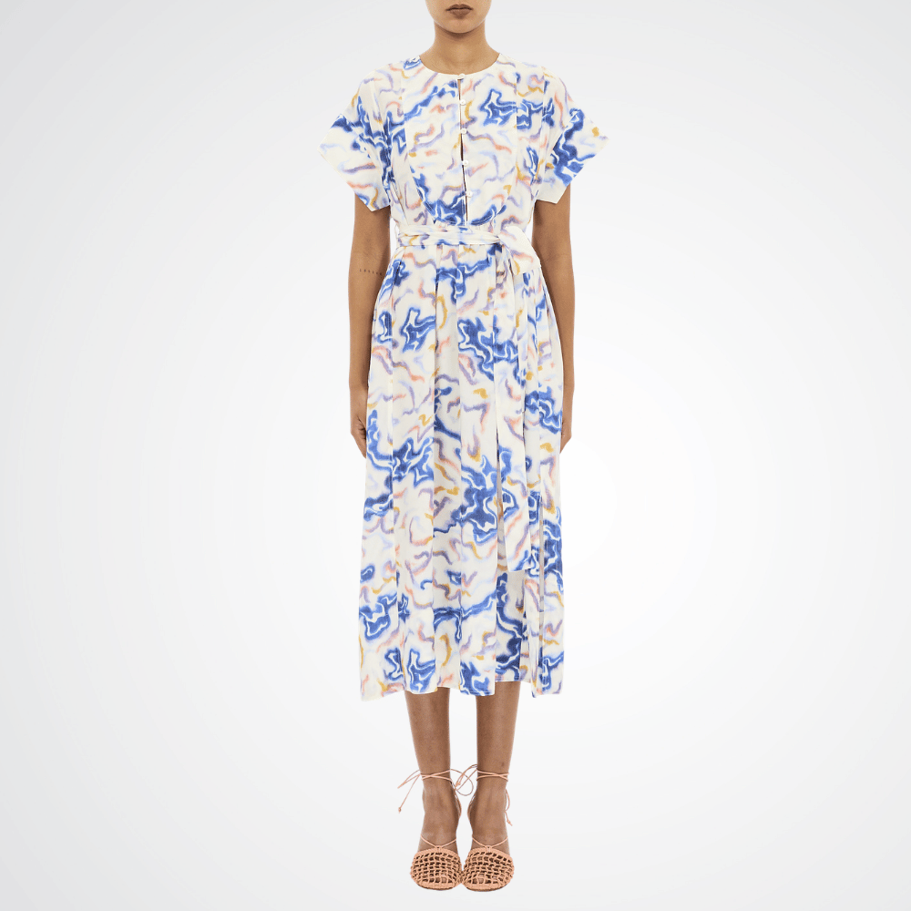 Ulla Johnson Sabi Silk Crepe De Chine Midi Dress in Prism – International designer fashion boutique Australia Riada Concept Woollahra