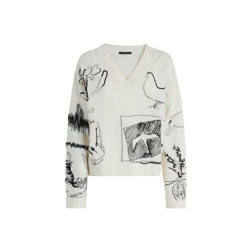 Aplomb Wool Embroidered Sweater in White