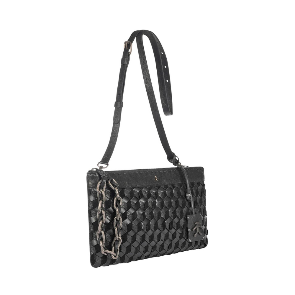 Zip Clutch Gioiello Intreccio 3D bag in nero