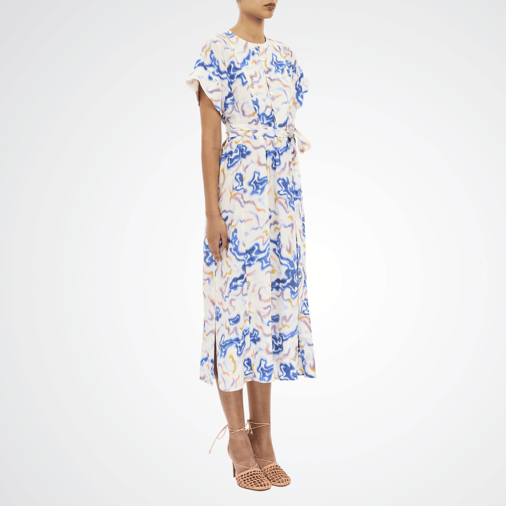 Ulla Johnson Sabi Silk Crepe De Chine Midi Dress in Prism – International designer fashion boutique Australia Riada Concept Woollahra