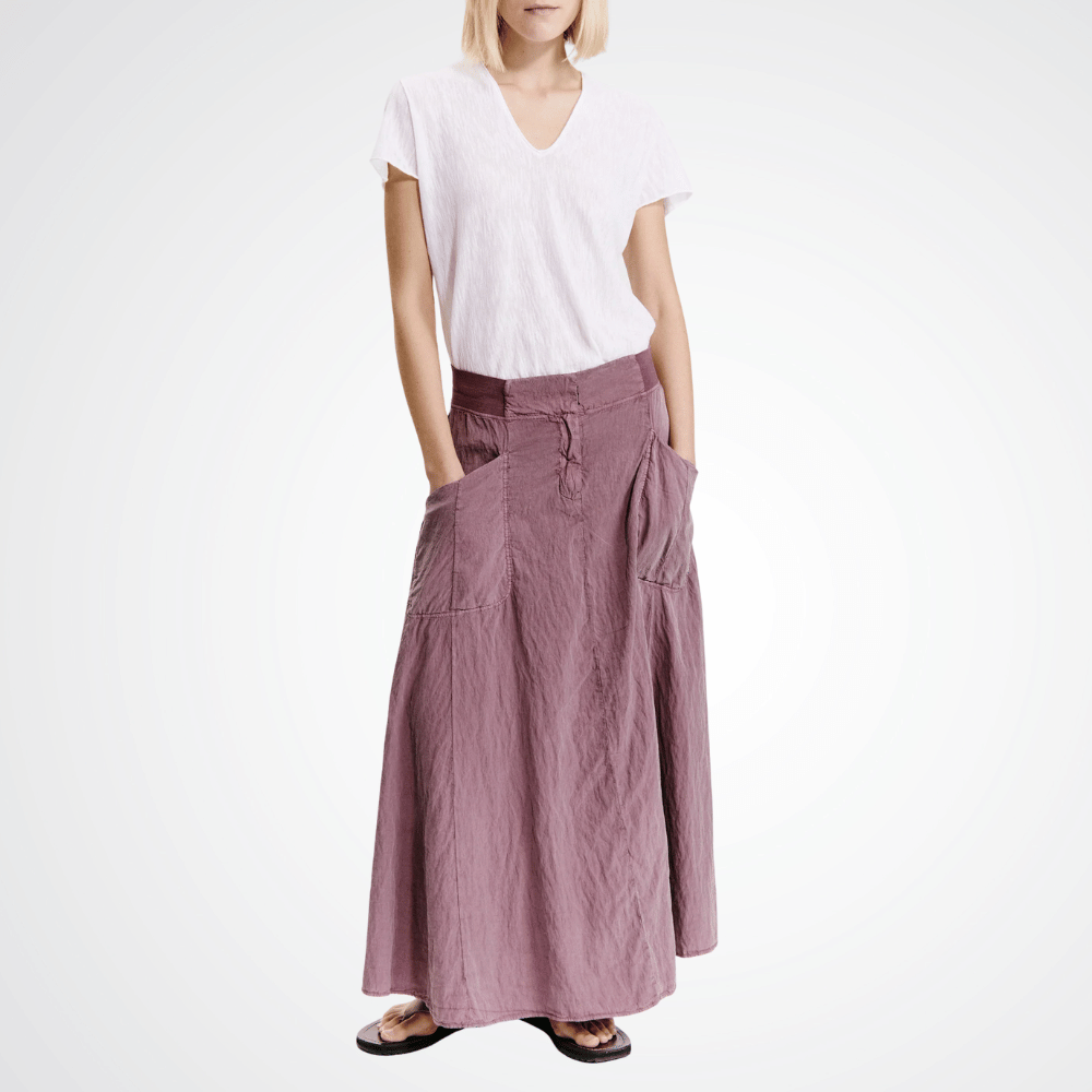TRANSIT PAR SUCH Long Silk-Blend Flared Skirt in Mauve V314 Transit Par Such at Riada Concept Designer fashion shop online and in store High End fashion boutique Sydney Australia Riada Concept