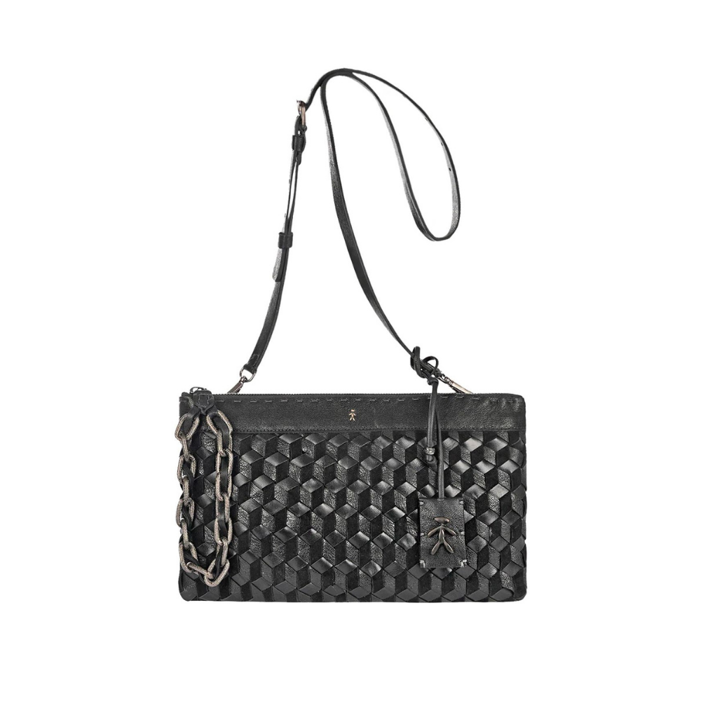 Zip Clutch Gioiello Intreccio 3D bag in nero