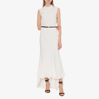 Philosophy di Lorenzo Serafini Extended Sleeve Crêpe Fluid Draped Collar Top in Ivory, Italian luxury womenswear available at Riada Concept Australia