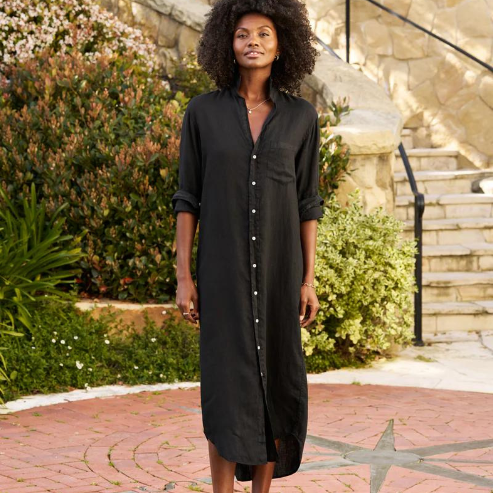 Rory Maxi Shirtdress in black Riada Concept