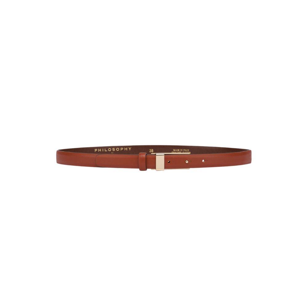 Calf leather belt in brown