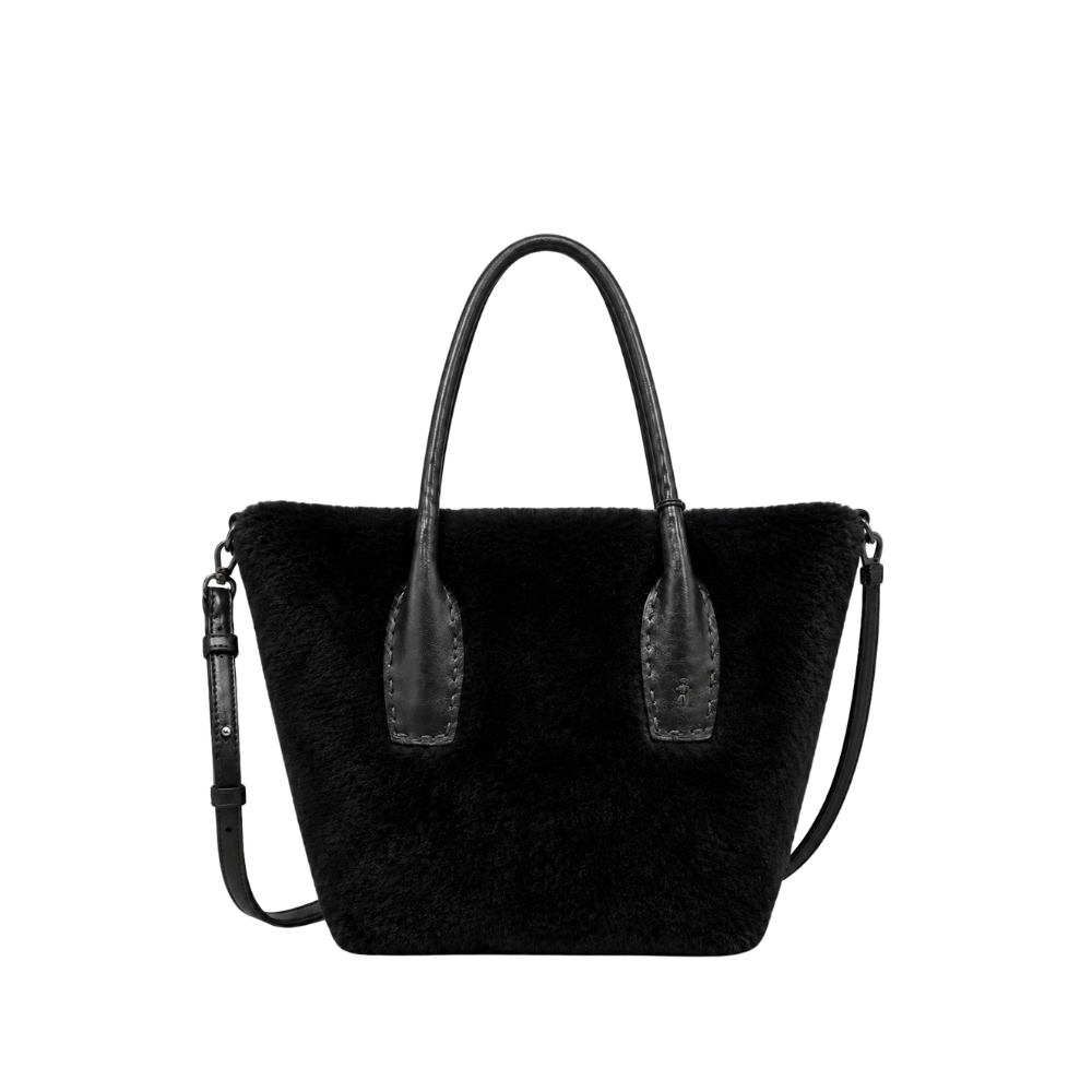 Henry Beguelin Shearling Leather Mini Shopper Bag in Nero - Shop the latest Henry Beguelin leather goods collection; handcrafted Italian bags and accessories. Shop online and in-store at Riada Concept.