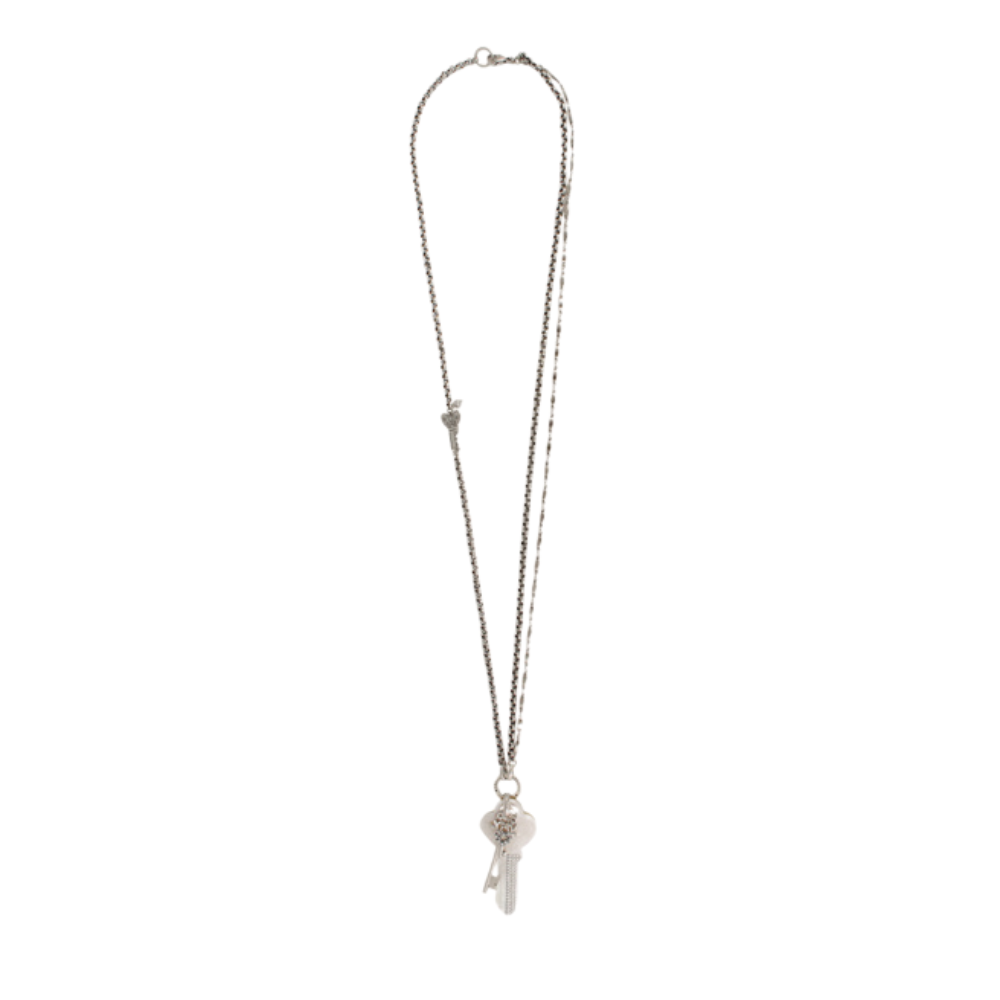 Lancelot long necklace silver - White Mother-of-pearl